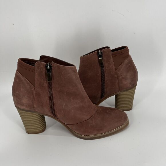 Softwalk Booties Womens 7.5 Brown Side Zip Block Heel - Picture 5 of 8